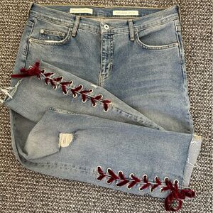 Anthro velvet lace denim Detailing